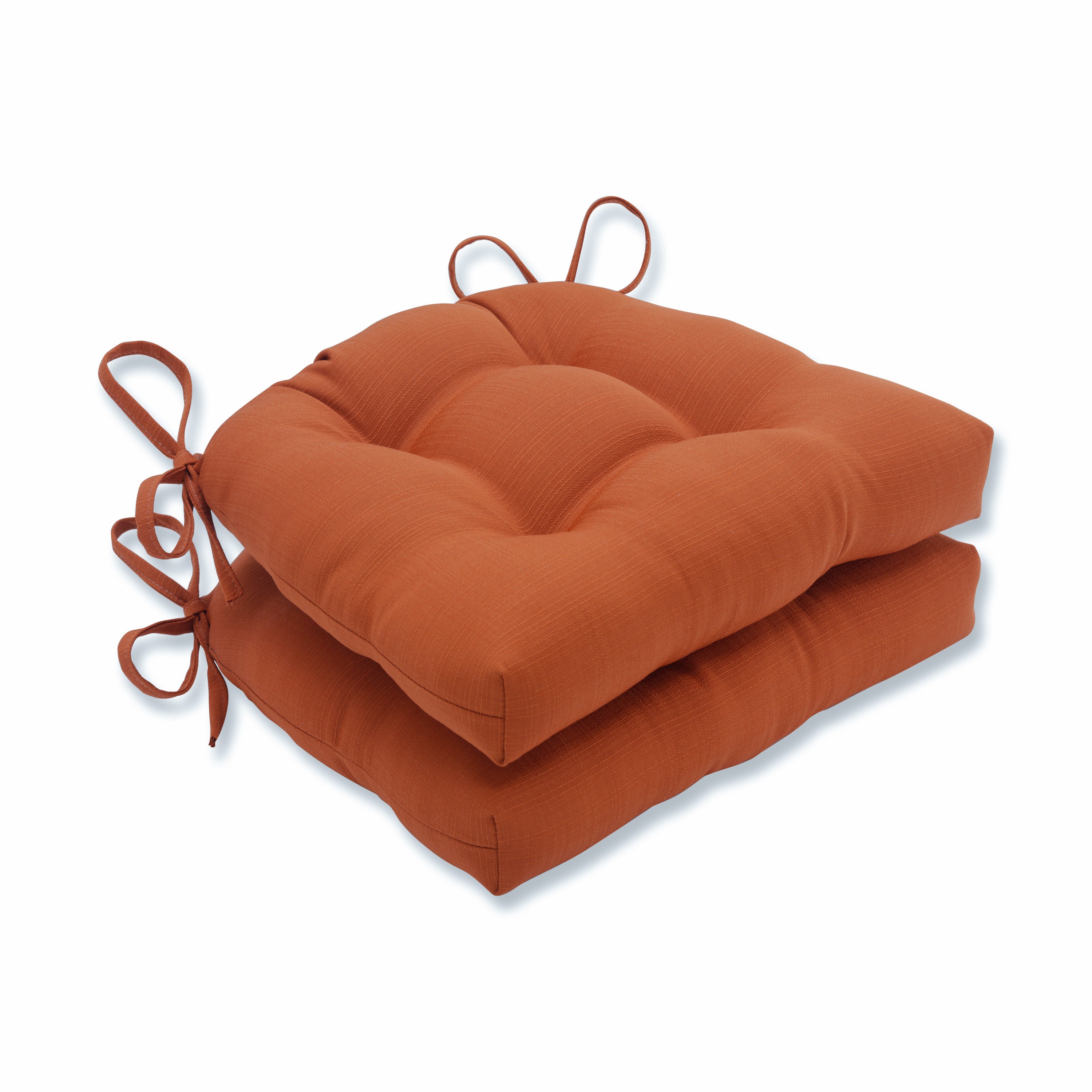 Outdoor/Indoor Solid Cinnabar Reversible Chair Pad (Set of 2)