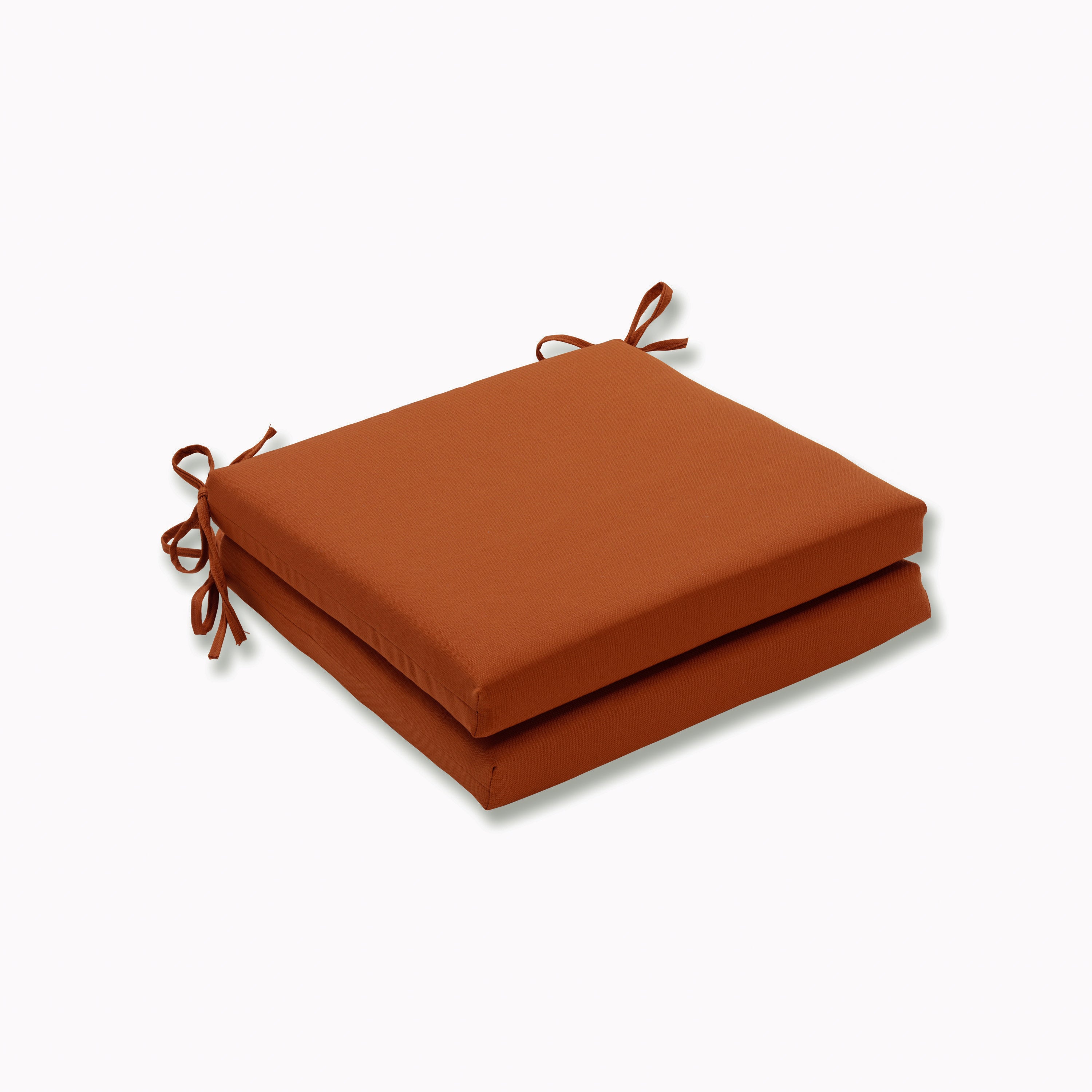 Outdoor/Indoor Solid Cinnabar Squared Corners Seat Cushion 20x20x3 (Set of 2)