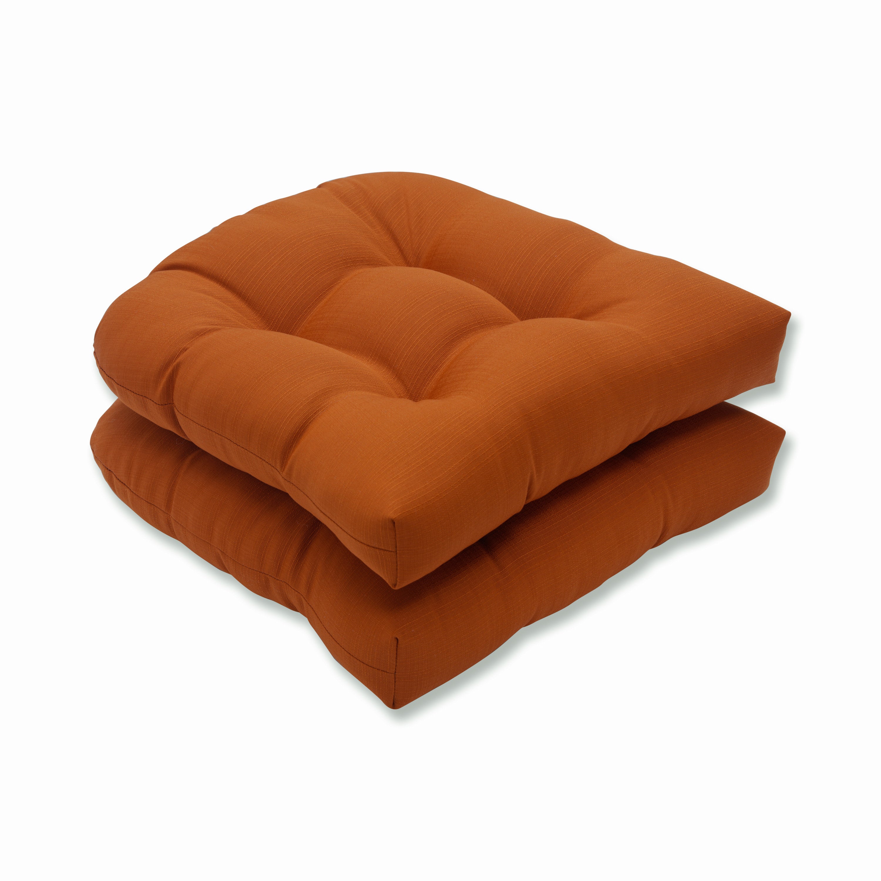 Outdoor/Indoor Solid Cinnabar Wicker Seat Cushion (Set of 2)