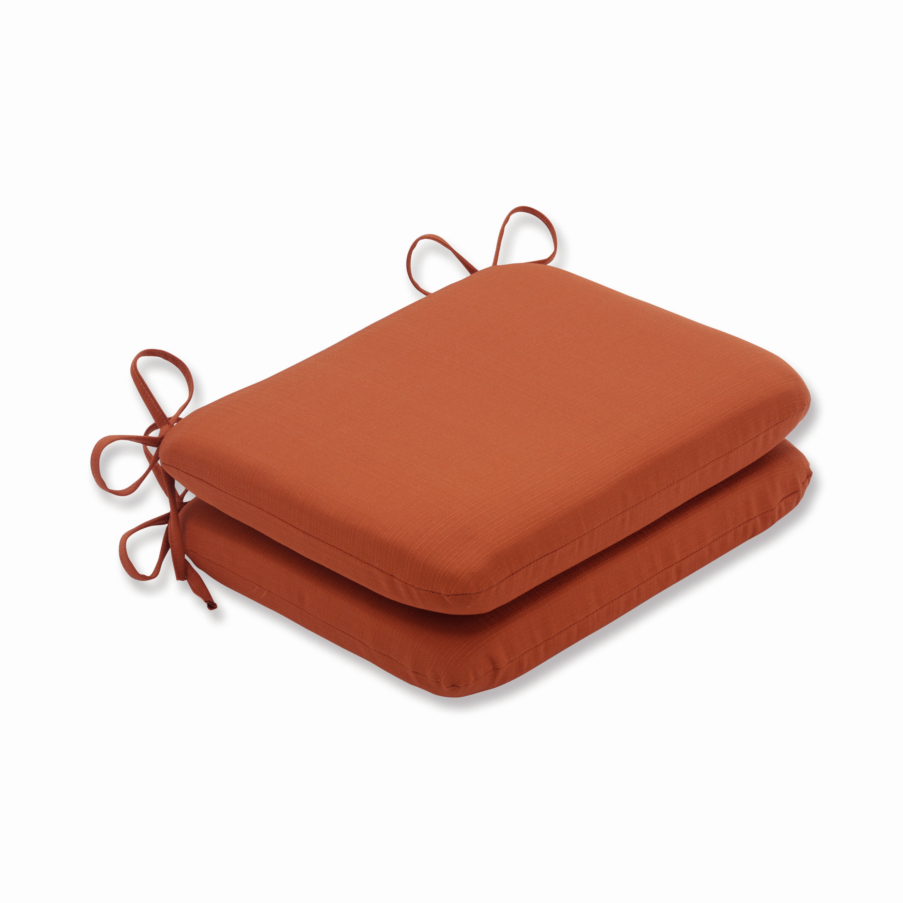 Outdoor/Indoor Solid Cinnabar Rounded Corners Seat Cushion (Set of 2)