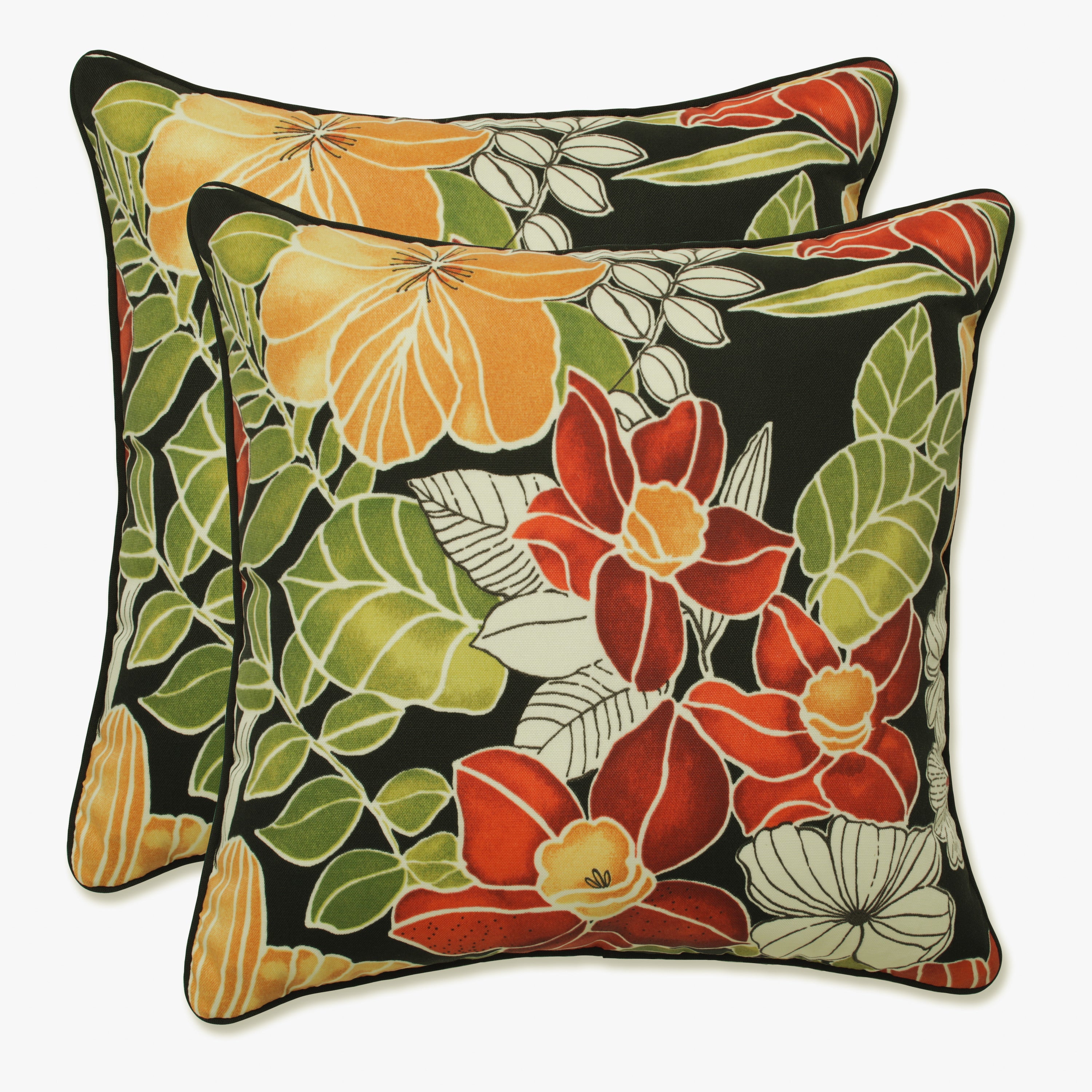 Outdoor/Indoor Clemens Noir 16.5-inch Throw Pillow (Set of 2)