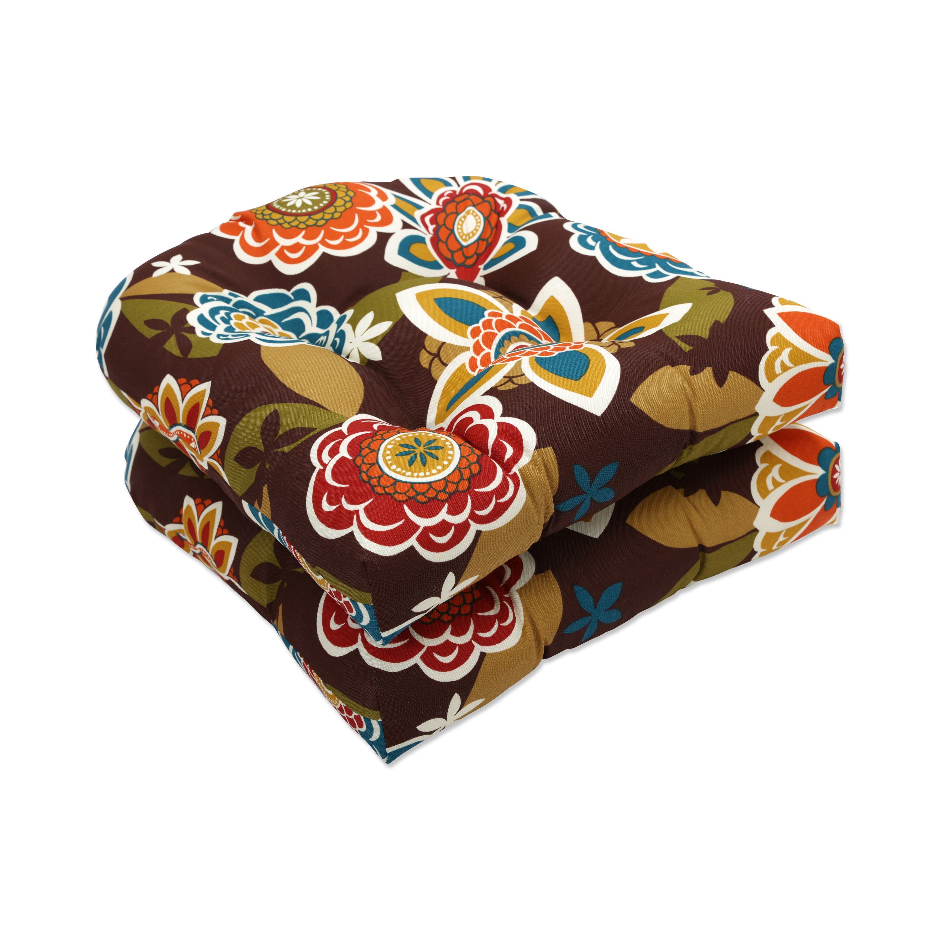 Outdoor/Indoor Annie Chocolate Wicker Seat Cushion (Set of 2)