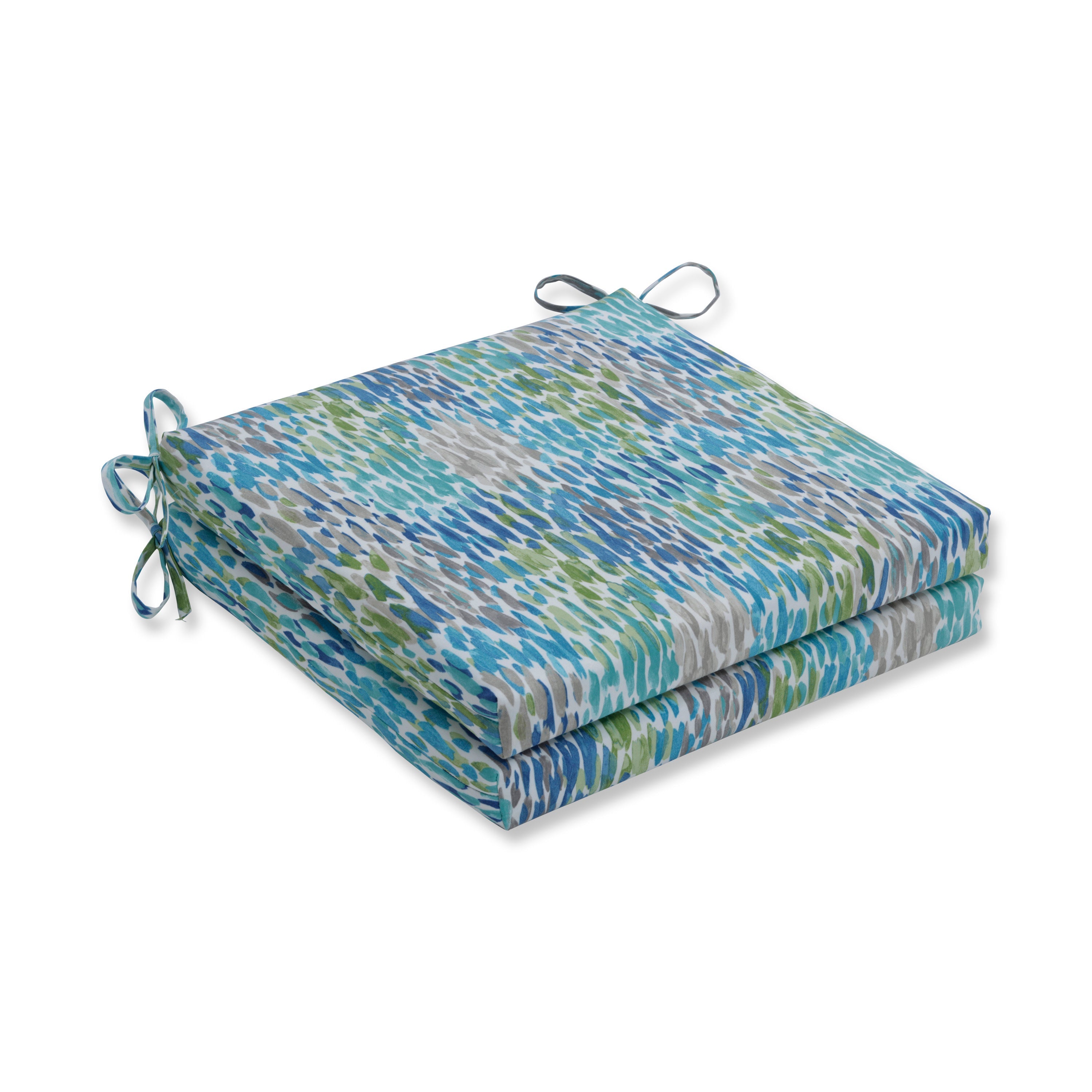 Make It Rain Cerulean Squared Corners Seat Cushion 20X20X3 (Set Of 2)
