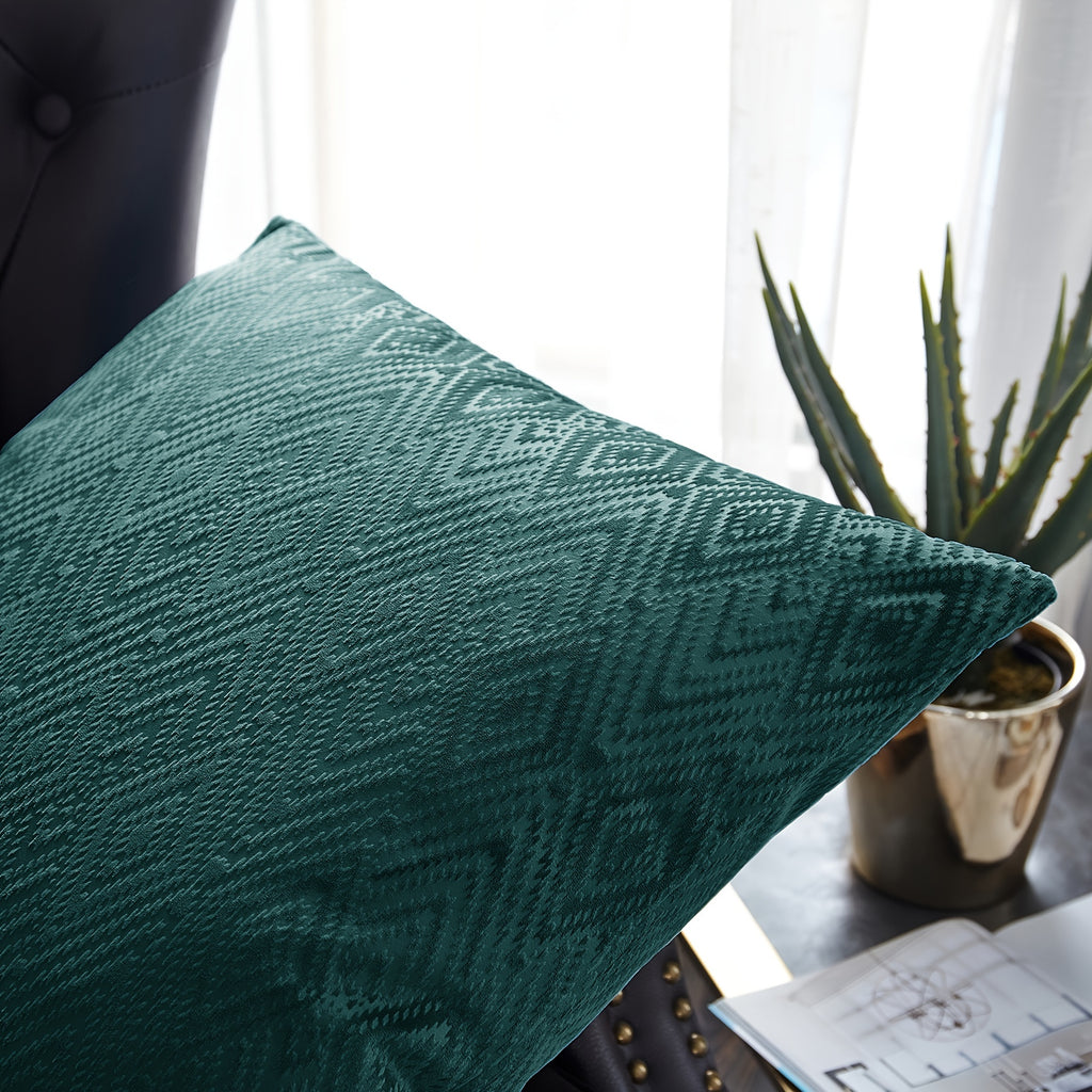 Velvet Soft 4pcs Ikat Decorative Throw Pillow Covers Set - Double Sided, Stylish Cushion Cover for Sofa Couch Chair Living Room Bedroom Decor (NO INSERT)