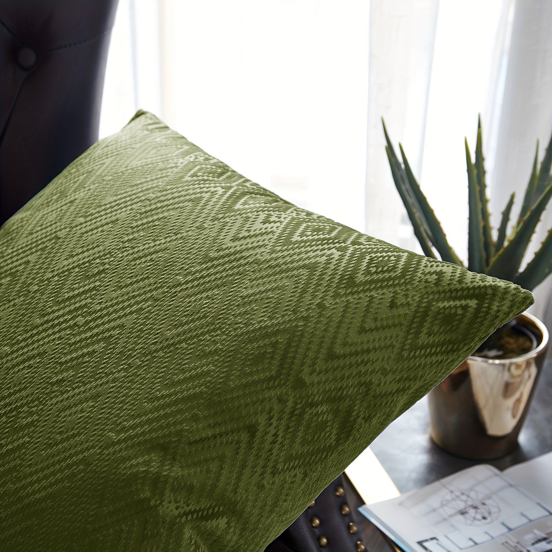 Velvet Soft 4pcs Ikat Decorative Throw Pillow Covers Set - Double Sided, Stylish Cushion Cover for Sofa Couch Chair Living Room Bedroom Decor (NO INSERT)