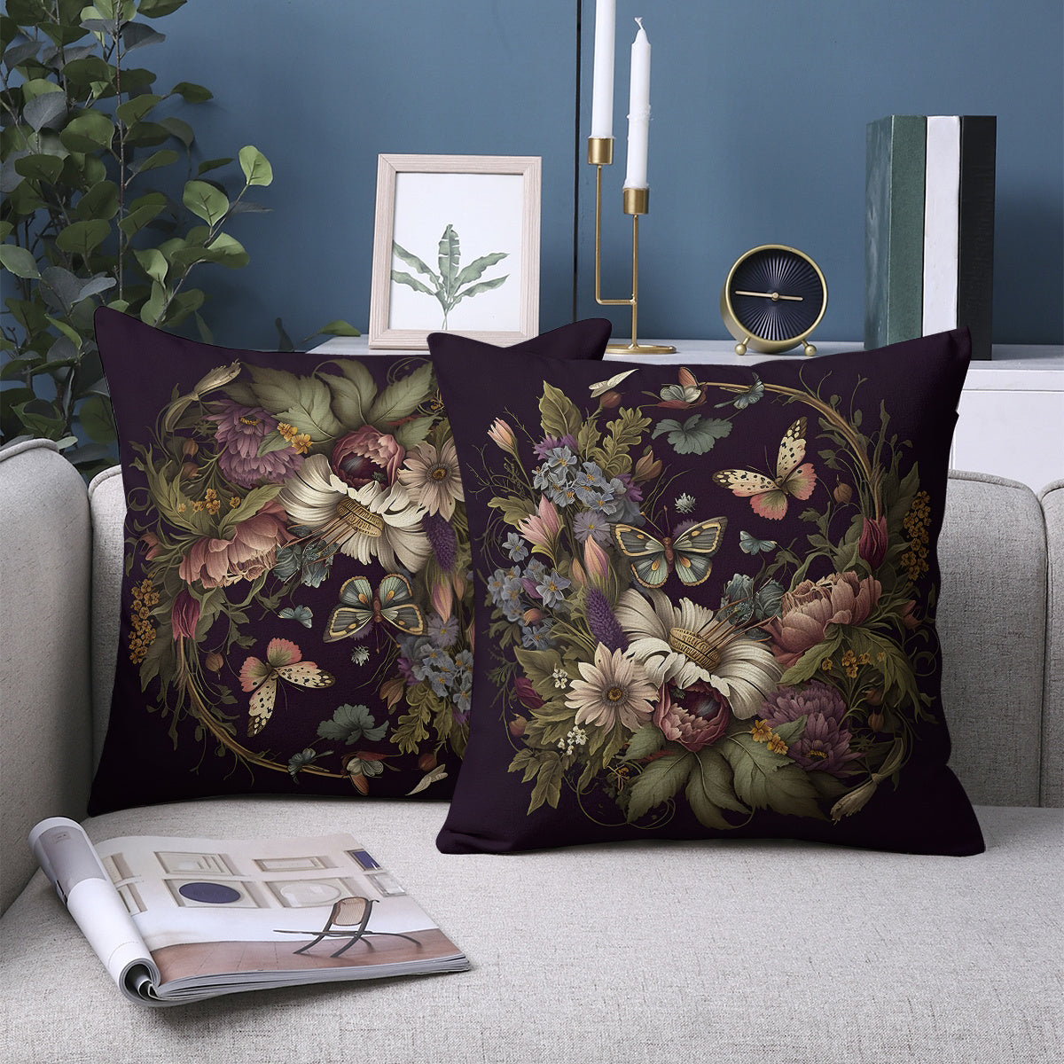 2pcs Retro Floral Pillow Covers - Double-Sided 18x18 Inch Soft Plush Decorative Pillowcases with Zipper Closure, Vibrant Botanical Print for Sofa Living Room Bedroom Car Decor (No Insert Included), Vintage Pillow Covers, Bedroom Accessories, Charming Home