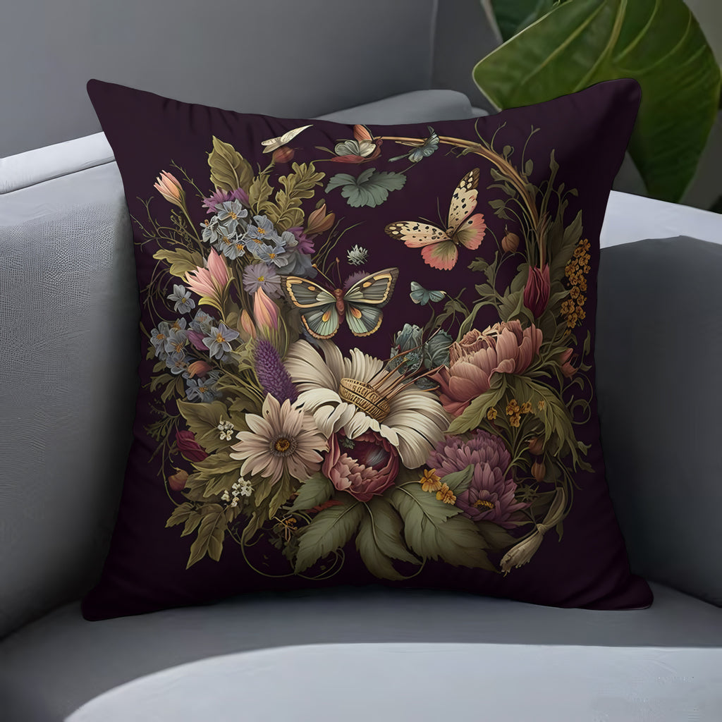 2pcs Retro Floral Pillow Covers - Double-Sided 18x18 Inch Soft Plush Decorative Pillowcases with Zipper Closure, Vibrant Botanical Print for Sofa Living Room Bedroom Car Decor (No Insert Included), Vintage Pillow Covers, Bedroom Accessories, Charming Home