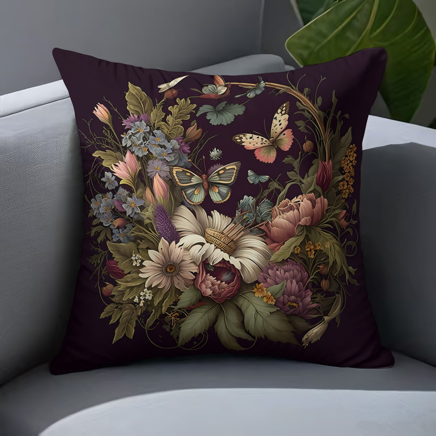 2pcs Retro Floral Pillow Covers - Double-Sided 18x18 Inch Soft Plush Decorative Pillowcases with Zipper Closure, Vibrant Botanical Print for Sofa Living Room Bedroom Car Decor (No Insert Included), Vintage Pillow Covers, Bedroom Accessories, Charming Home