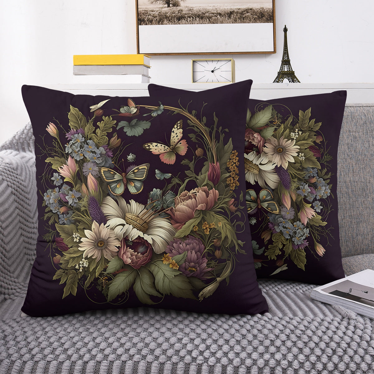 2pcs Retro Floral Pillow Covers - Double-Sided 18x18 Inch Soft Plush Decorative Pillowcases with Zipper Closure, Vibrant Botanical Print for Sofa Living Room Bedroom Car Decor (No Insert Included), Vintage Pillow Covers, Bedroom Accessories, Charming Home