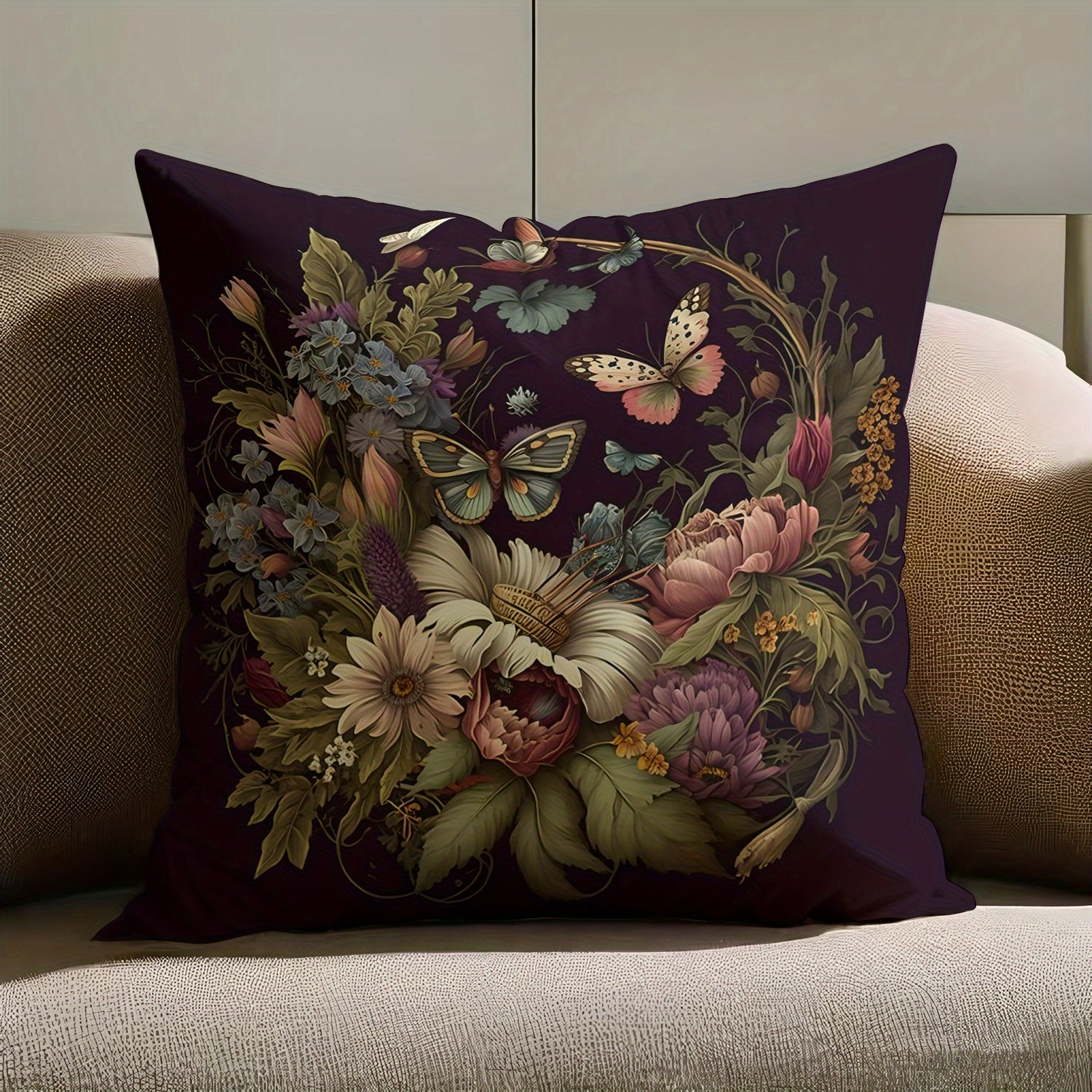 2pcs Retro Floral Pillow Covers - Double-Sided 18x18 Inch Soft Plush Decorative Pillowcases with Zipper Closure, Vibrant Botanical Print for Sofa Living Room Bedroom Car Decor (No Insert Included), Vintage Pillow Covers, Bedroom Accessories, Charming Home