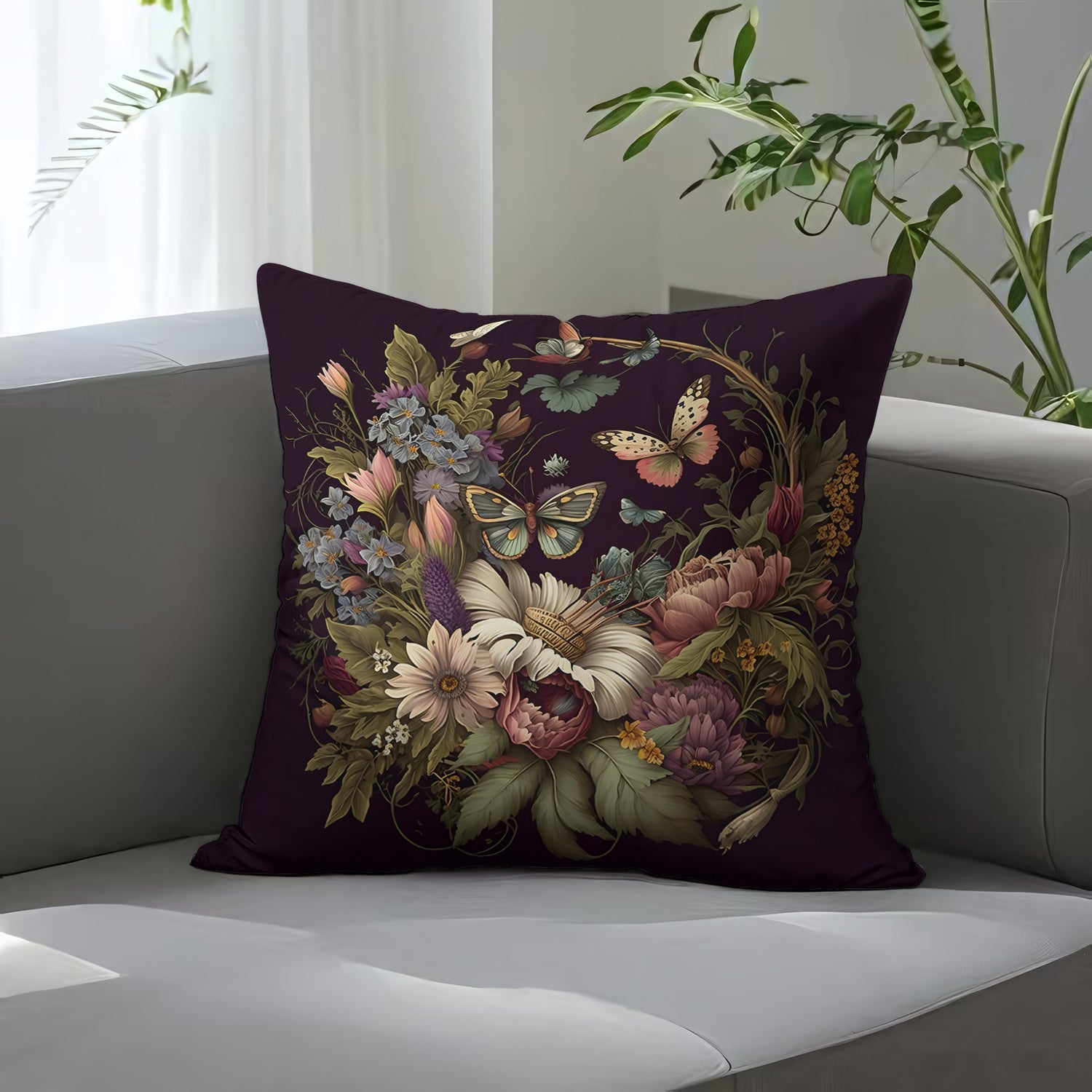 2pcs Retro Floral Pillow Covers - Double-Sided 18x18 Inch Soft Plush Decorative Pillowcases with Zipper Closure, Vibrant Botanical Print for Sofa Living Room Bedroom Car Decor (No Insert Included), Vintage Pillow Covers, Bedroom Accessories, Charming Home