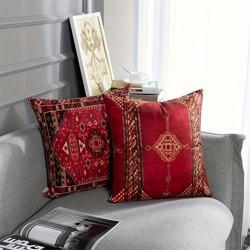 4-Pack Vintage Ethnic Style Soft Double-Sided Printed Throw Pillow Covers, 18x18 Inches, Decorative Sofa Cushions Case For Living Room, Outdoor, Car – Retro And Bohemian Design