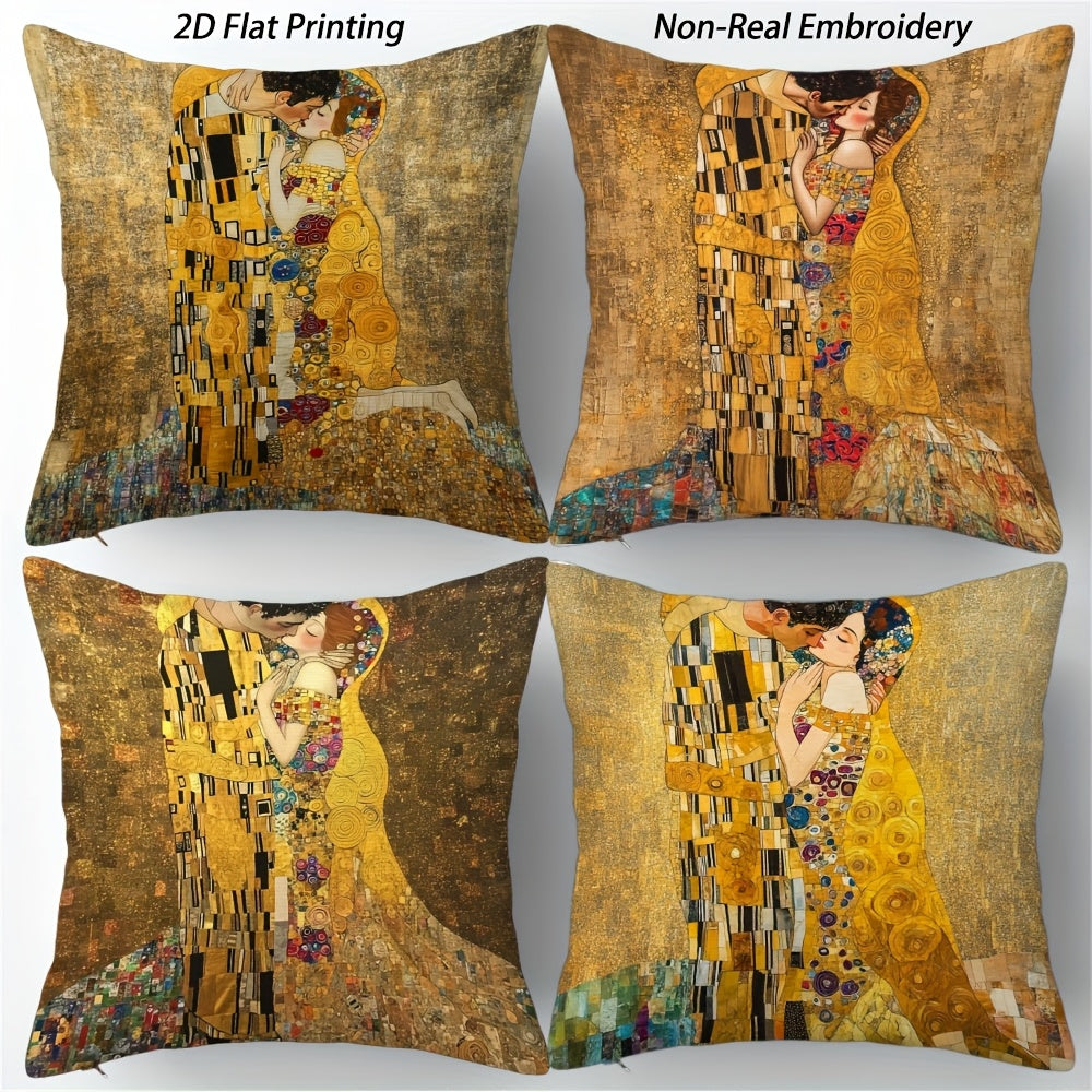 4pcs Gustav Klimt Art Throw Pillow Covers 18x18 Inch - Double-Sided 2D Flat Print, Non, Zipper Closure, Machine Washable - Vintage Home Decor for Living Room, Game Room, Father’s Day & Independence Day Celebrations, Pillows Decorative, Artistic Room