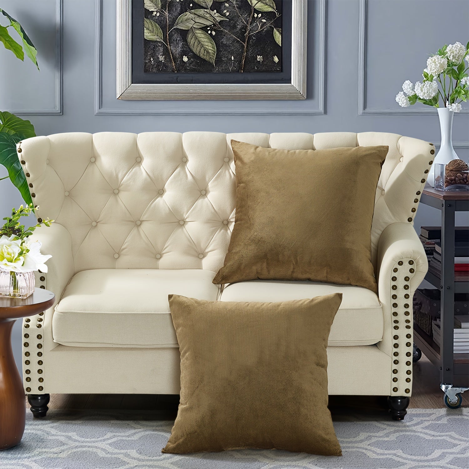 2pcs Plush Soft Decorative Throw Pillow Covers Set with Double Sided (NO INSERT), Stylish Cushion Cover for Sofa Couch Chair Living Room Bedroom Decor