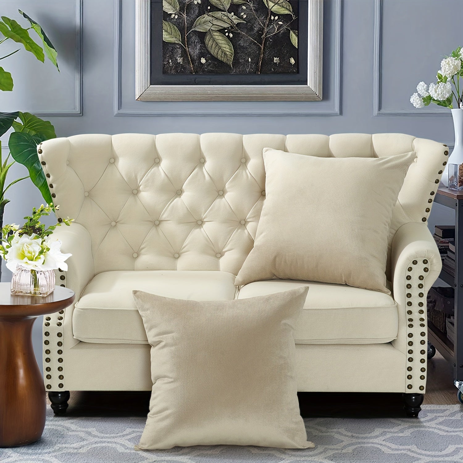 2pcs Plush Soft Decorative Throw Pillow Covers Set with Double Sided (NO INSERT), Stylish Cushion Cover for Sofa Couch Chair Living Room Bedroom Decor