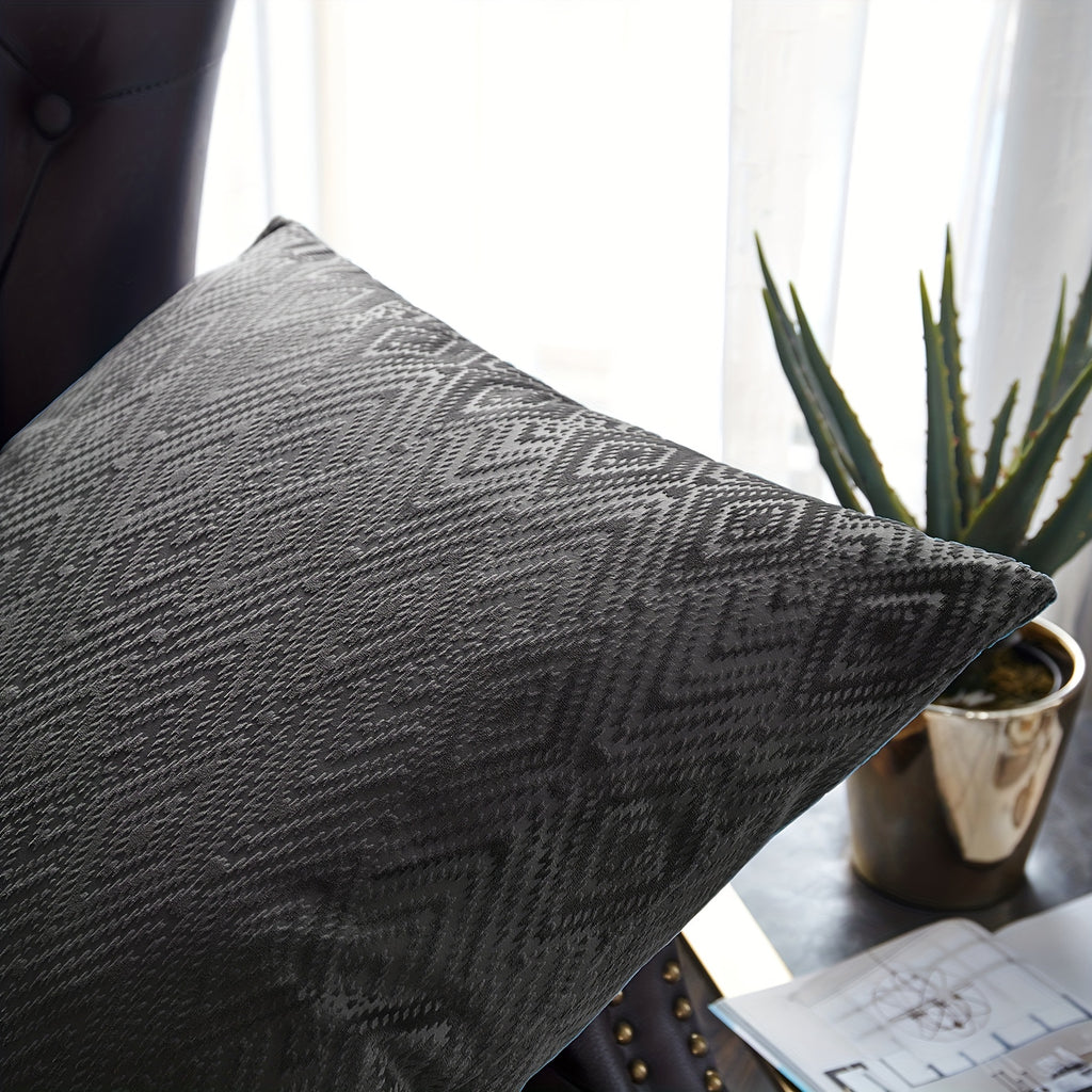 Velvet Soft 4pcs Ikat Decorative Throw Pillow Covers Set - Double Sided, Stylish Cushion Cover for Sofa Couch Chair Living Room Bedroom Decor (NO INSERT)