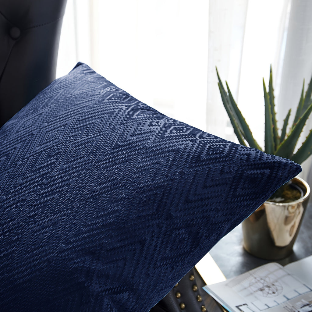 Velvet Soft 4pcs Ikat Decorative Throw Pillow Covers Set - Double Sided, Stylish Cushion Cover for Sofa Couch Chair Living Room Bedroom Decor (NO INSERT)