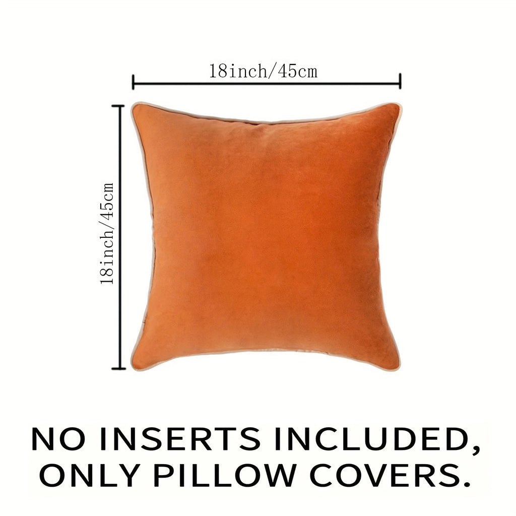 4pcs Decorative Throw Pillow Covers Cushion Cases, Soft Velvet Modern Double-Sided Designs, Mix And Match For Home Decor, Pillow Inserts Not Included (18x18 Inch, Orange/Teal)