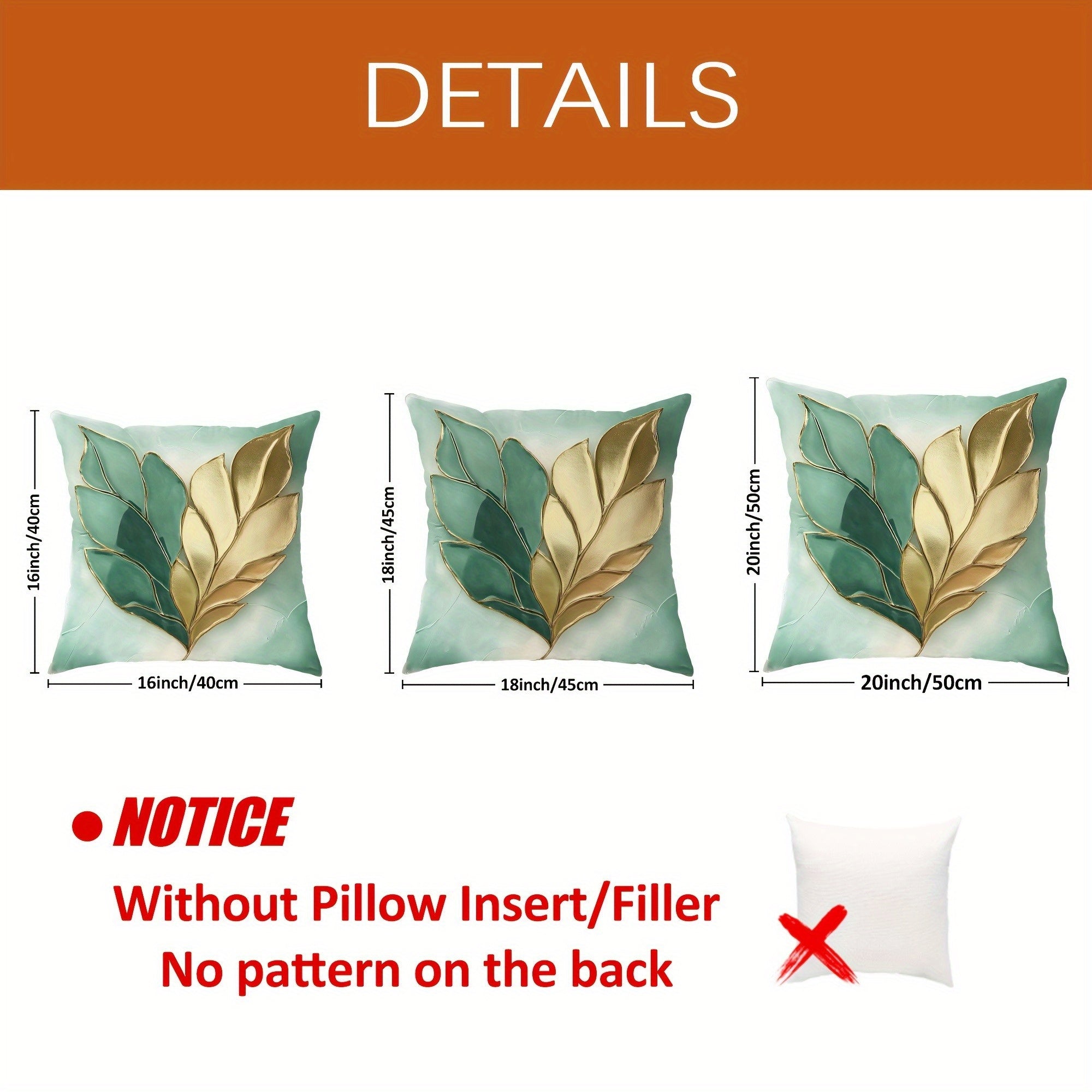 4pcs-4pcs velvet pillowcase set, 3D leaf design, modern sage green and gold, soft and comfortable decorative pillowcase, suitable for living room, bedroom, sofa or bed decoration, single-sided printing, no inserts, pillow decoration