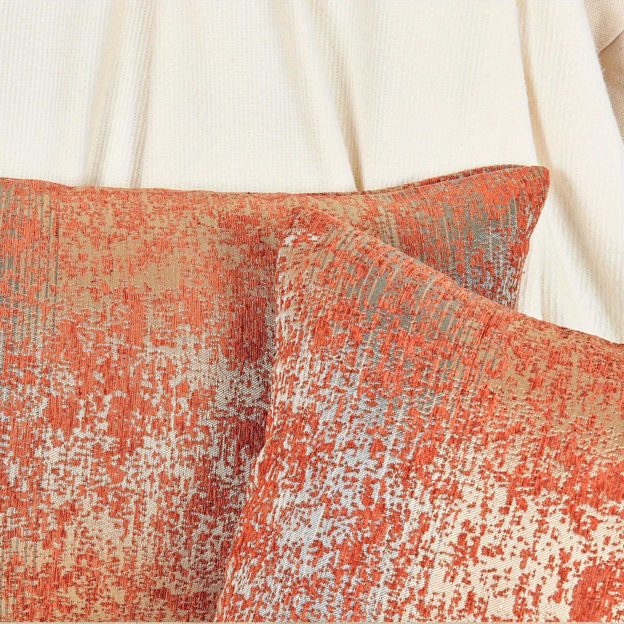 2pcs Double Sided Jacquard Chenille Big Zipper Soft Decorative Throw Pillow Covers Set with Lurex (NO INSERT) - Stylish Cushion Cover for Sofa Couch Chair Living Room Bedroom Decor - For Home Decor Enthusiasts - Perfect Gift for Housewarming & Holidays