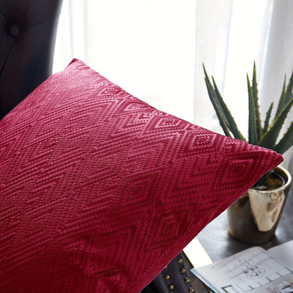 Velvet Soft 4pcs Ikat Decorative Throw Pillow Covers Set - Double Sided, Stylish Cushion Cover for Sofa Couch Chair Living Room Bedroom Decor (NO INSERT)