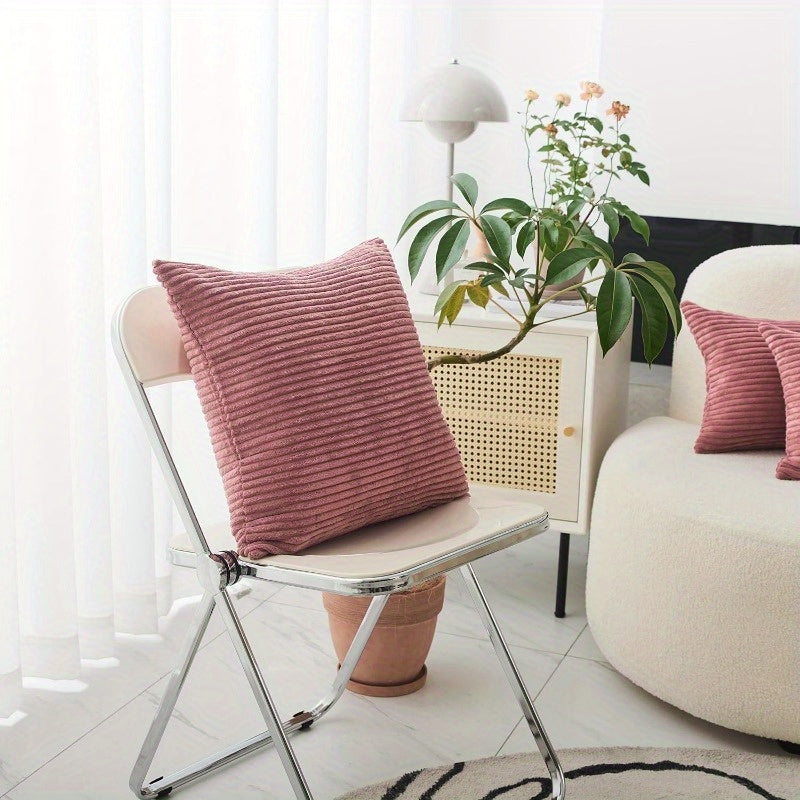 Large 26x26 Inch Euro Pillow Covers - Soft Corduroy-like Texture Cushion Shams in Dry Rose Pink, Square Decorative Throw Pillow Cases for Living Room, Bedroom, Patio, Sofa - Easy-Care Home Decor Gift, Patio Decoration, Elegant Room Accent, Textured