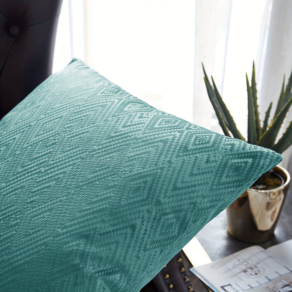 Velvet Soft 4pcs Ikat Decorative Throw Pillow Covers Set - Double Sided, Stylish Cushion Cover for Sofa Couch Chair Living Room Bedroom Decor (NO INSERT)
