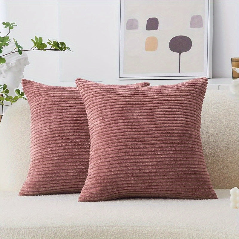 Large 26x26 Inch Euro Pillow Covers - Soft Corduroy-like Texture Cushion Shams in Dry Rose Pink, Square Decorative Throw Pillow Cases for Living Room, Bedroom, Patio, Sofa - Easy-Care Home Decor Gift, Patio Decoration, Elegant Room Accent, Textured