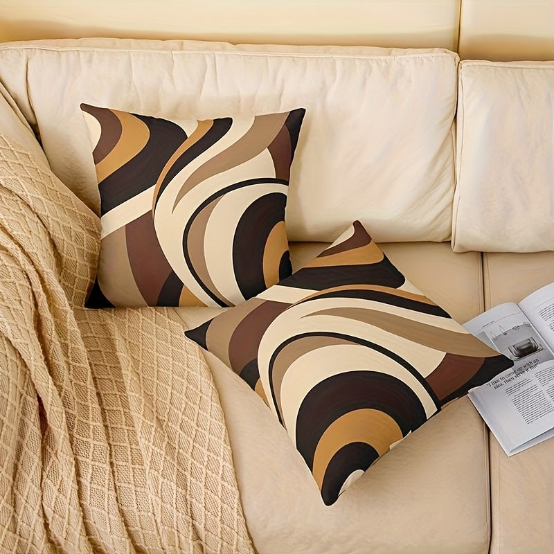 4-Pack Modern Decorative Pillow Covers - Brown Orange Black Beige Cushion Cases, Double-Sided Printed Sofa Bed Chair Pillowcases with Zipper Closure, No Insert Needed, Machine Washable Polyester Fabric for Living Room, Bedroom, Office Decor - Contemporary