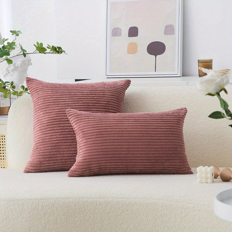Large 26x26 Inch Euro Pillow Covers - Soft Corduroy-like Texture Cushion Shams in Dry Rose Pink, Square Decorative Throw Pillow Cases for Living Room, Bedroom, Patio, Sofa - Easy-Care Home Decor Gift, Patio Decoration, Elegant Room Accent, Textured