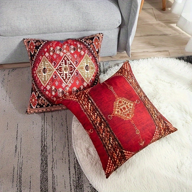 4-Pack Vintage Ethnic Style Soft Double-Sided Printed Throw Pillow Covers, 18x18 Inches, Decorative Sofa Cushions Case For Living Room, Outdoor, Car – Retro And Bohemian Design