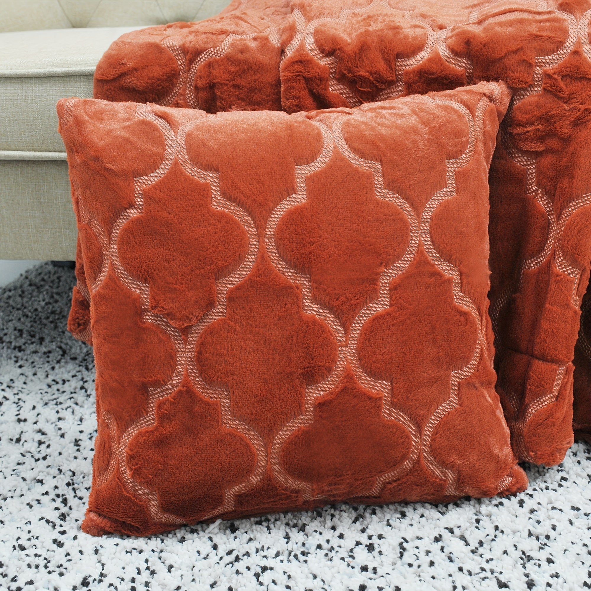 3 Piece Throw Combo - 2 Pillow Cover & 1 Throw Blanket Combo With Sherpa Backing, All-Season Comfort, Plush Fuzzy Soft Warm - For Home & Travel - Perfect Gift for Family & Friends