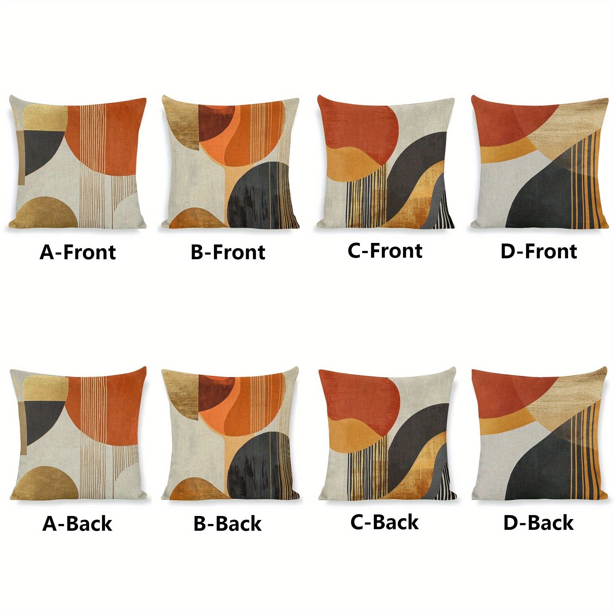 4-Pack Modern Abstract Geometric Pattern Pillow Covers, 18x18 Inch, Double-Sided Print, Zippered Polyester Cushion Cases for Sofa, Chair, Bed, Car, Living Room Decor - Machine Washable