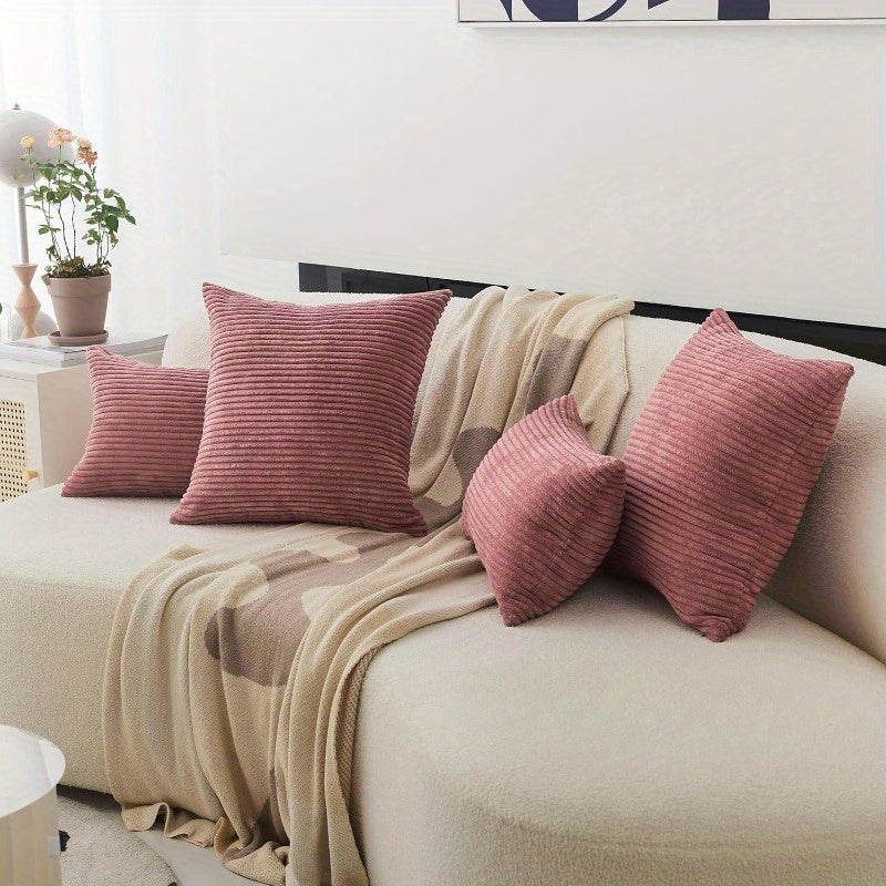 Large 26x26 Inch Euro Pillow Covers - Soft Corduroy-like Texture Cushion Shams in Dry Rose Pink, Square Decorative Throw Pillow Cases for Living Room, Bedroom, Patio, Sofa - Easy-Care Home Decor Gift, Patio Decoration, Elegant Room Accent, Textured