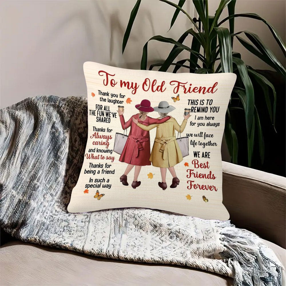 1pc Best Friend Gift Throw Pillow Cover - Double-Sided Printed 18x18 Inch Polyester Cushion Cover with Heartfelt Friendship Quotes & Autumn Leaves Design, Zipper Closure, Machine Washable for Bedroom, Sofa, Living Room, Car - Holiday Home Decor