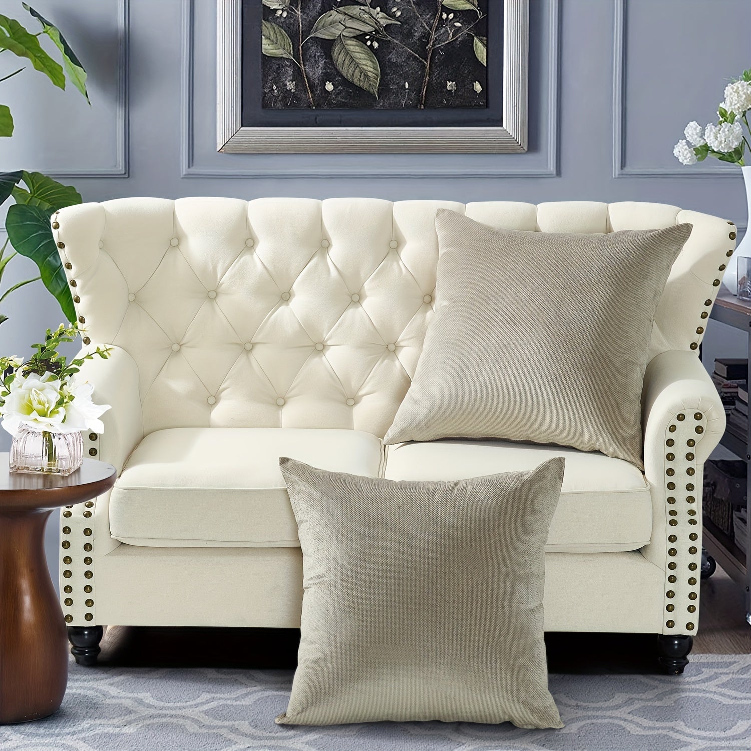 2pcs Plush Soft Decorative Throw Pillow Covers Set with Double Sided (NO INSERT), Stylish Cushion Cover for Sofa Couch Chair Living Room Bedroom Decor