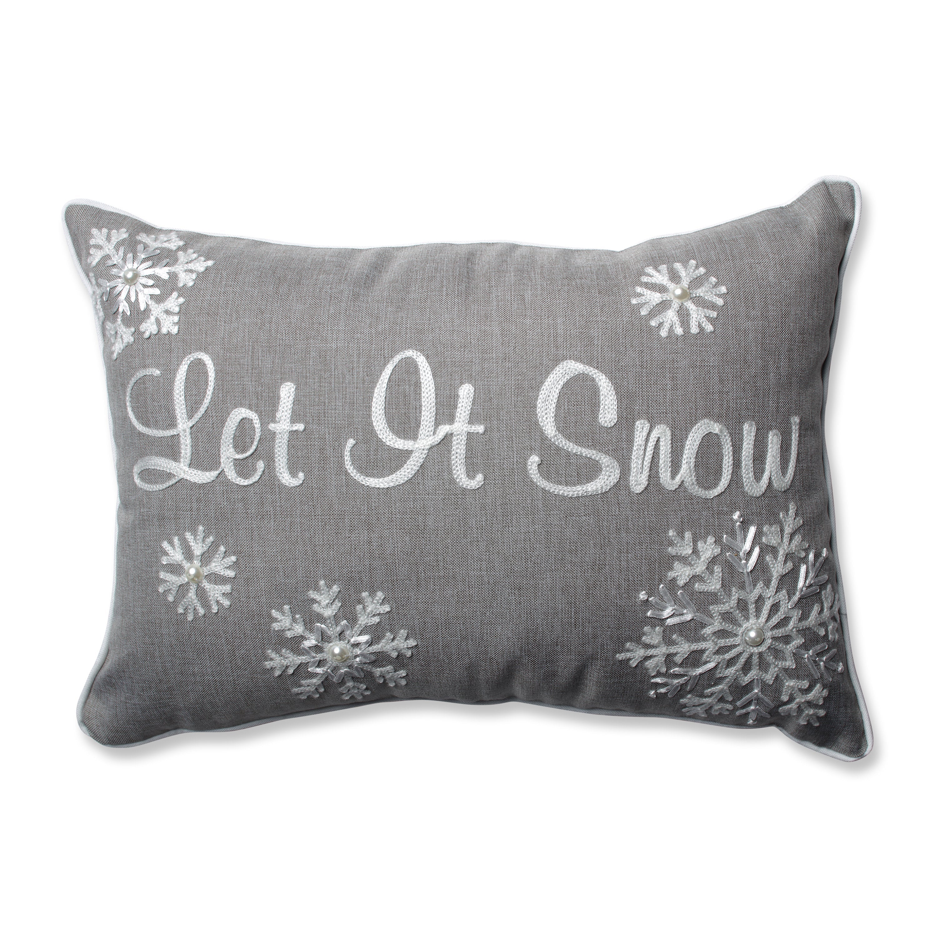 Indoor Christmas Let It Snow Grey Rectangular Throw Pillow