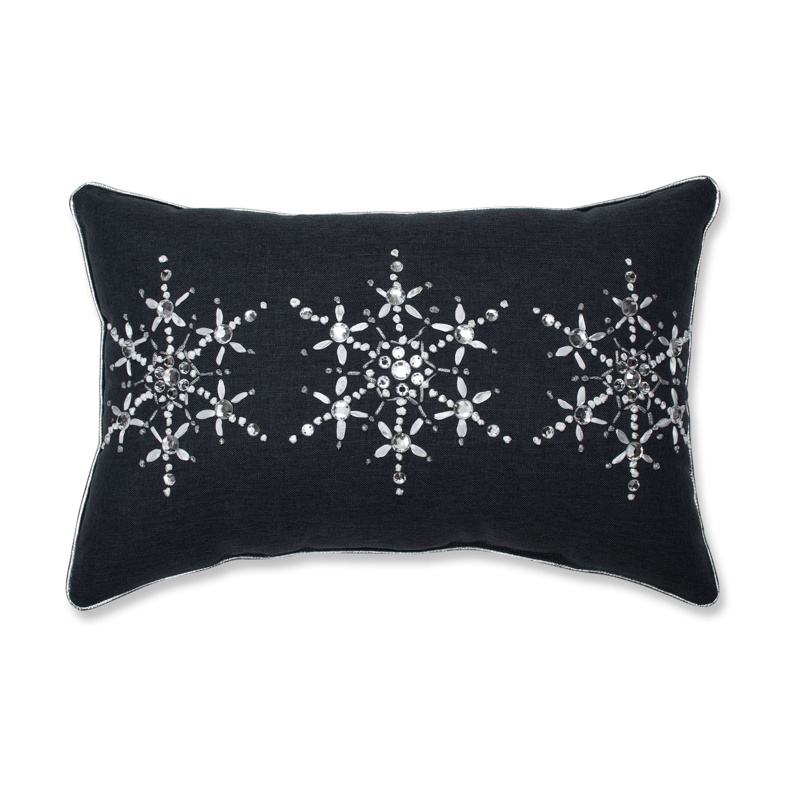 Indoor Jeweled Christmas Grey Rectangular Throw Pillow