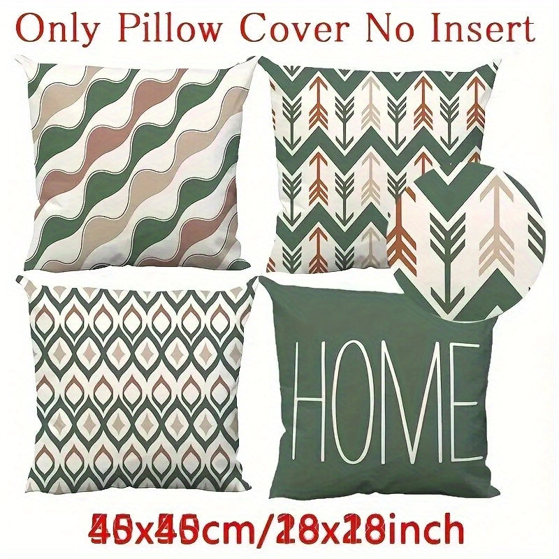 4pcs Retro Geometric Pillow Covers - Double-Sided 2D Printed Soft Plush Pillowcases with Zipper Closure, Machine Washable, Multiple Sizes (20x20in, 50x50cm) for Living Room, Bedroom, Sofa Decor, Bedroom Accessories, Earth Tone Patterns, Durable Fabric