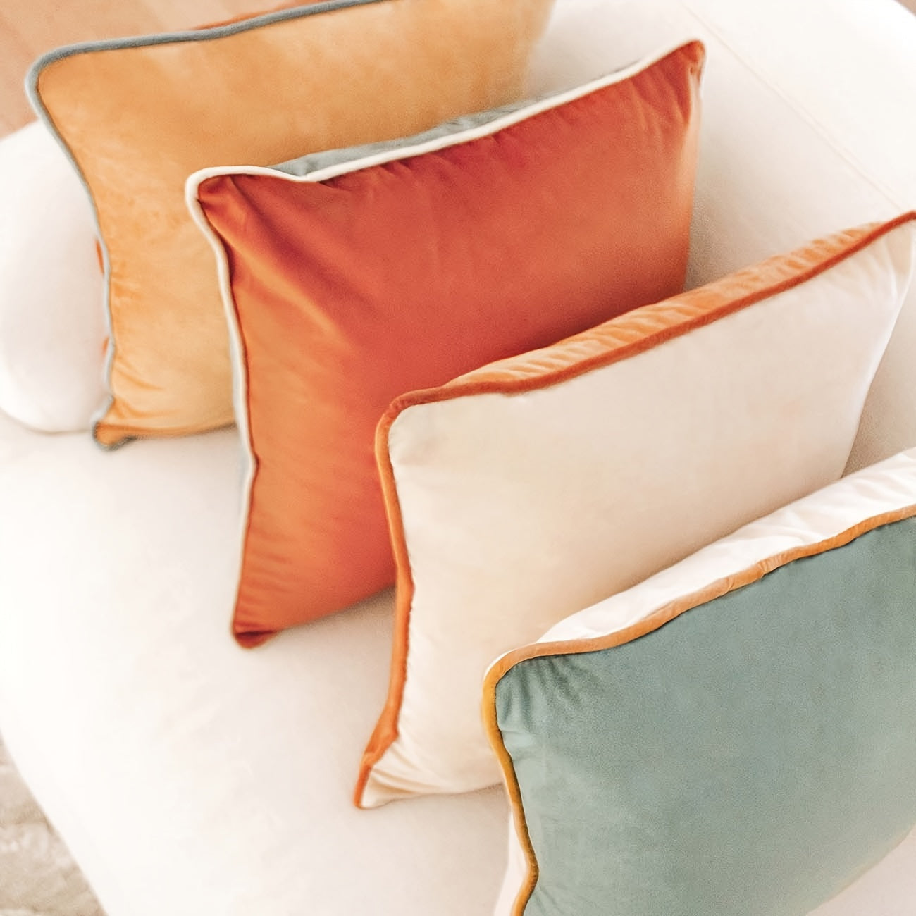 4pcs Decorative Throw Pillow Covers Cushion Cases, Soft Velvet Modern Double-Sided Designs, Mix And Match For Home Decor, Pillow Inserts Not Included (18x18 Inch, Orange/Teal)