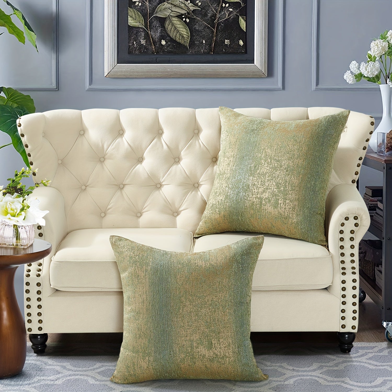 2pcs Double Sided Jacquard Chenille Big Zipper Soft Decorative Throw Pillow Covers Set with Lurex (NO INSERT) - Stylish Cushion Cover for Sofa Couch Chair Living Room Bedroom Decor - For Home Decor Enthusiasts - Perfect Gift for Housewarming & Holidays