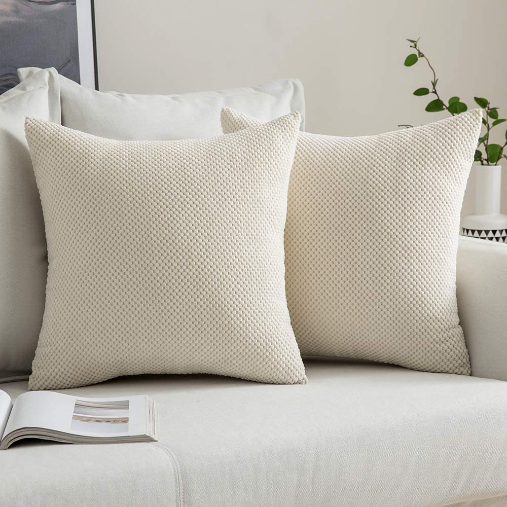 Throw Pillows 18x18 Inch Soft square Double-Sided Design Pack of 2 for Couch Sofa Living Room Bed Bedroom Soft Throw Pillow, inserts are included HIDDEN ZIPPER: A smooth hidden zipper is neatly incorporated into the edge of the removable cover, providing