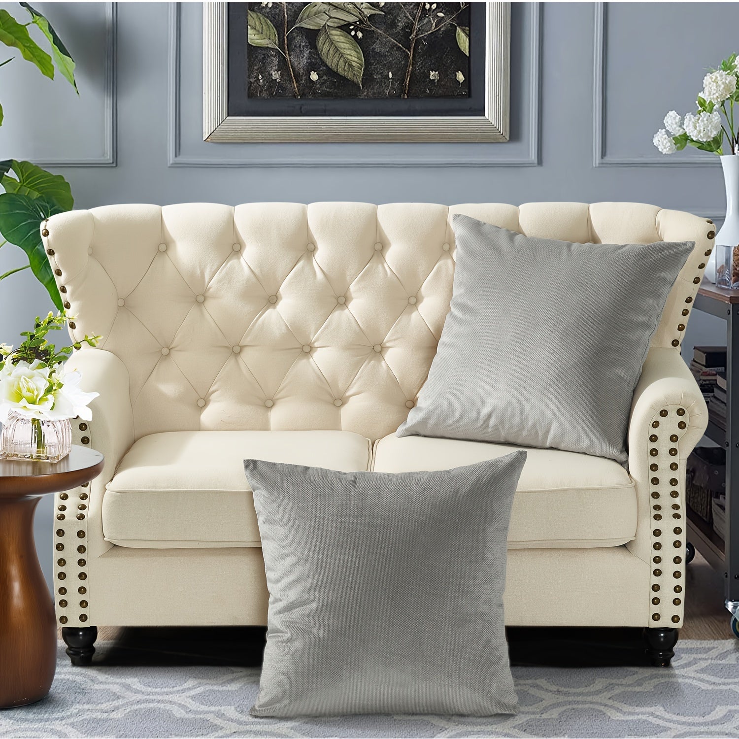 2pcs Plush Soft Decorative Throw Pillow Covers Set with Double Sided (NO INSERT), Stylish Cushion Cover for Sofa Couch Chair Living Room Bedroom Decor