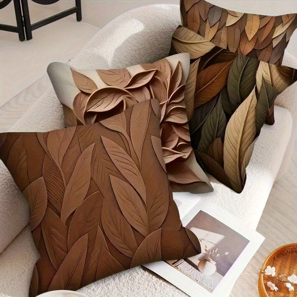 4pcs, 2D Flat Digital Double-sided Print, Non-Embroidered, Leaf Texture Pillowcase Machine Washable - Suitable for Daily/E Valentine'S Day/Mother'S Day/ Independence Day/Halloween/Thanksgiving/Christmas Holiday Decoration