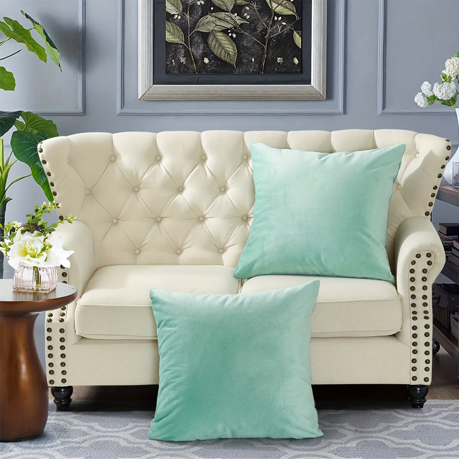 2pcs Plush Soft Decorative Throw Pillow Covers Set with Double Sided (NO INSERT), Stylish Cushion Cover for Sofa Couch Chair Living Room Bedroom Decor