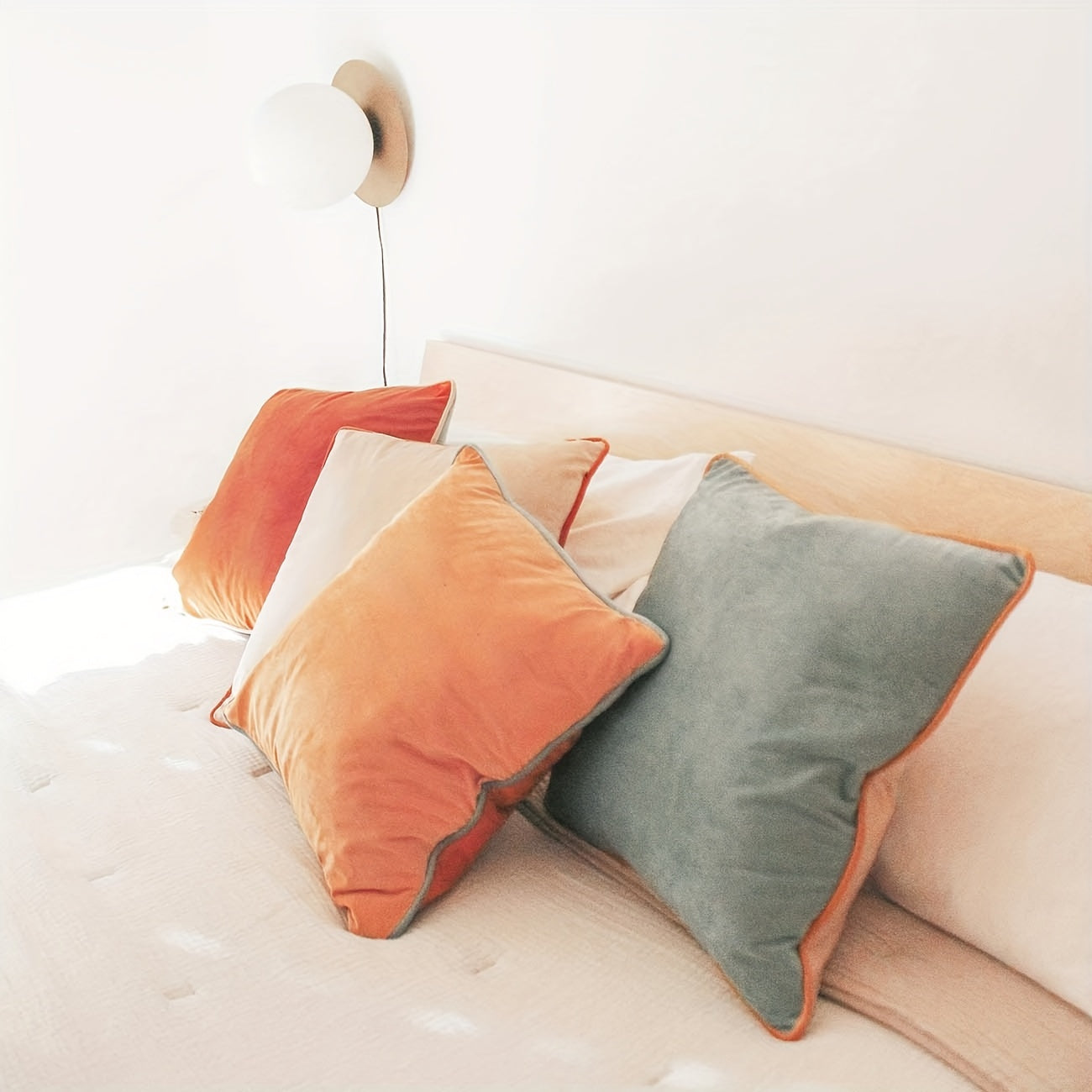 4pcs Decorative Throw Pillow Covers Cushion Cases, Soft Velvet Modern Double-Sided Designs, Mix And Match For Home Decor, Pillow Inserts Not Included (18x18 Inch, Orange/Teal)