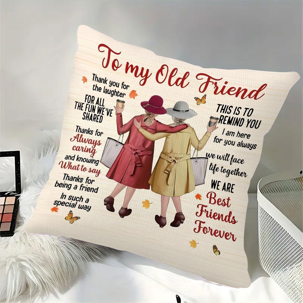 1pc Best Friend Gift Throw Pillow Cover - Double-Sided Printed 18x18 Inch Polyester Cushion Cover with Heartfelt Friendship Quotes & Autumn Leaves Design, Zipper Closure, Machine Washable for Bedroom, Sofa, Living Room, Car - Holiday Home Decor