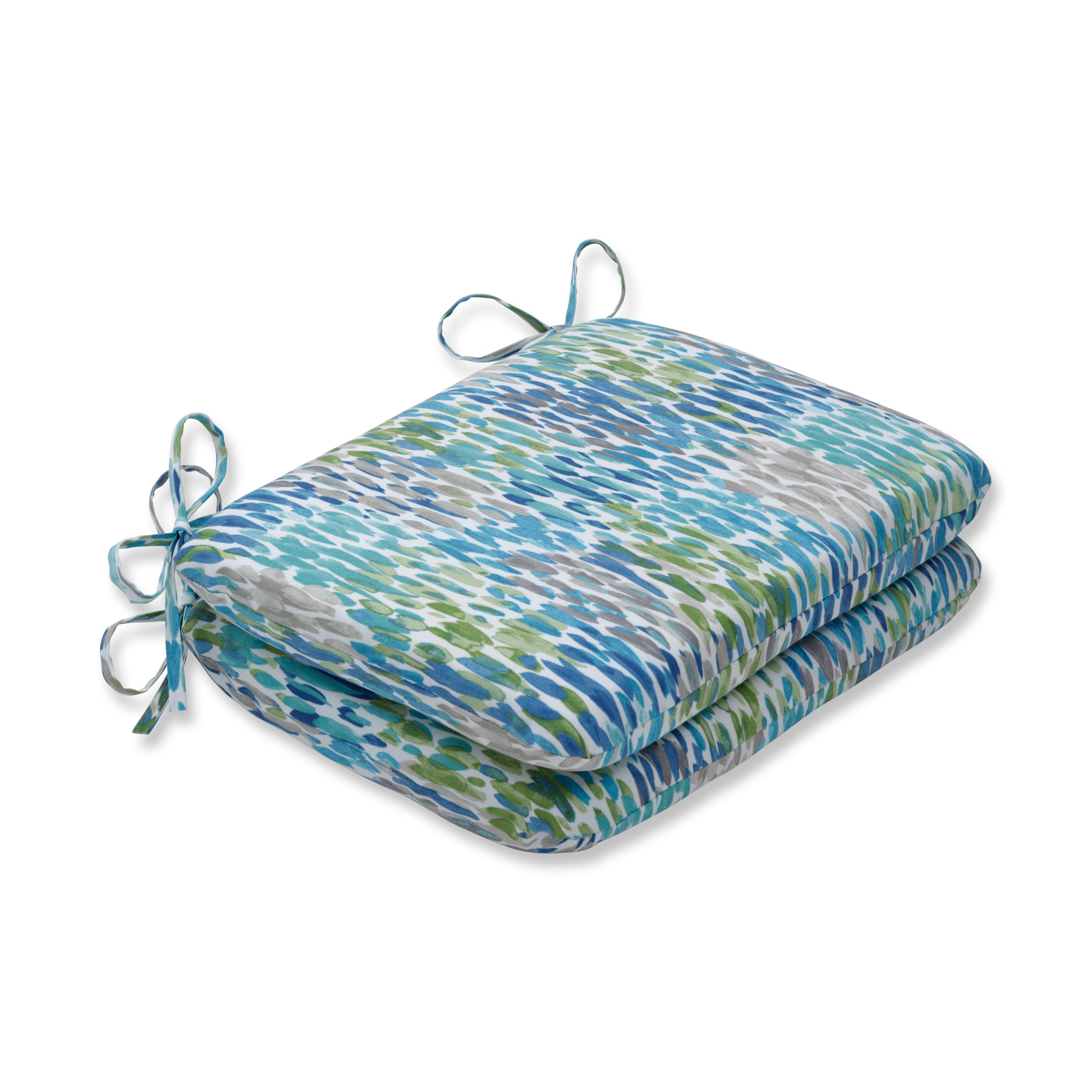 Make It Rain Cerulean Rounded Corners Seat Cushion (Set Of 2)