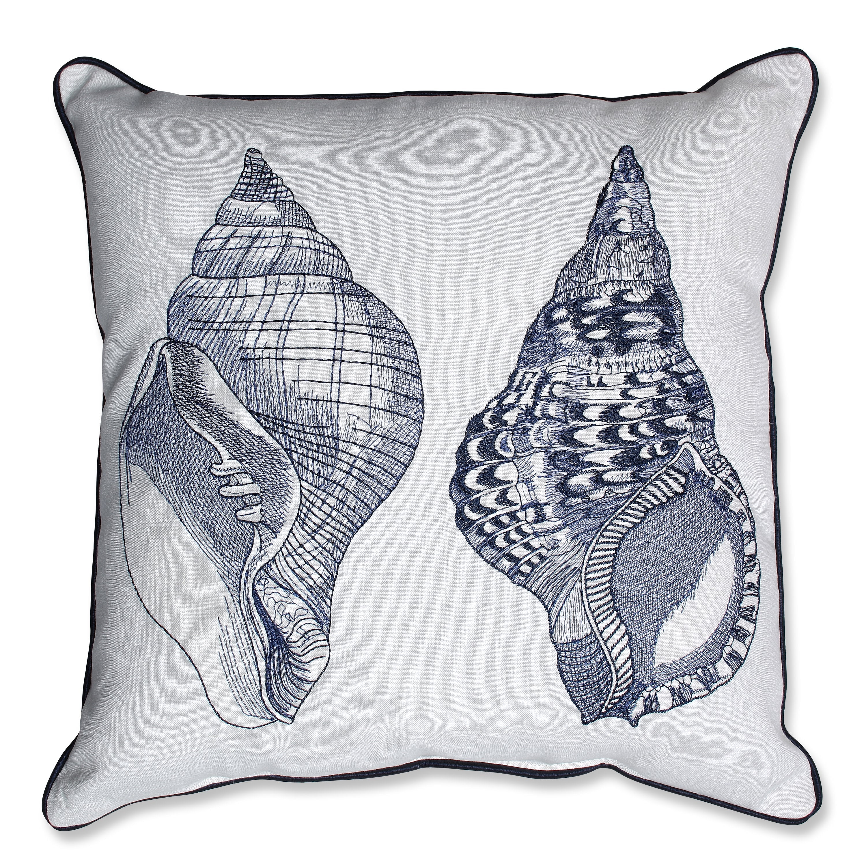 Embroidered Sanibel Shells 18-Inch Corded Throw Pillow