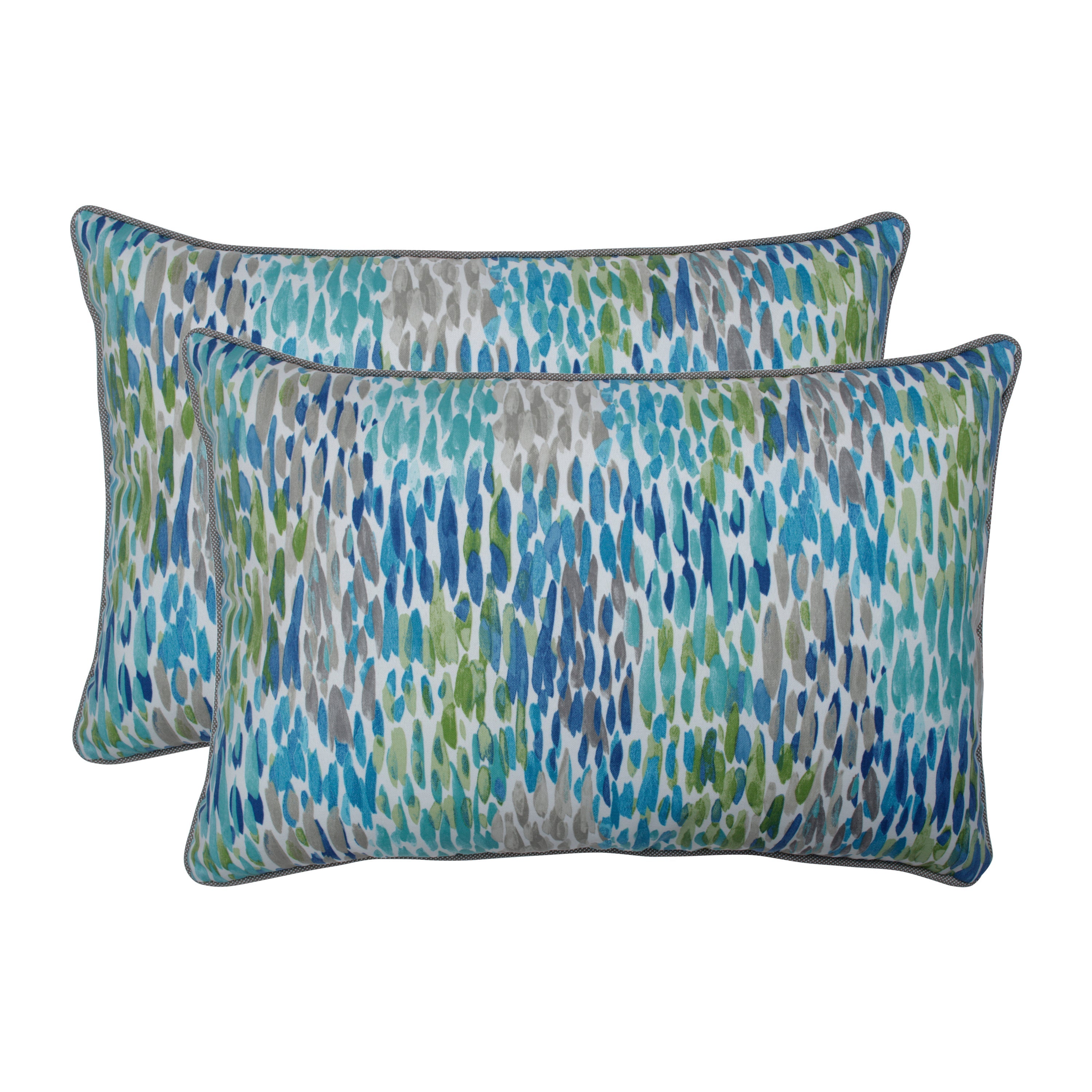 Make It Rain Cerulean Over-Sized Rectangular Throw Pillow (Set Of 2)